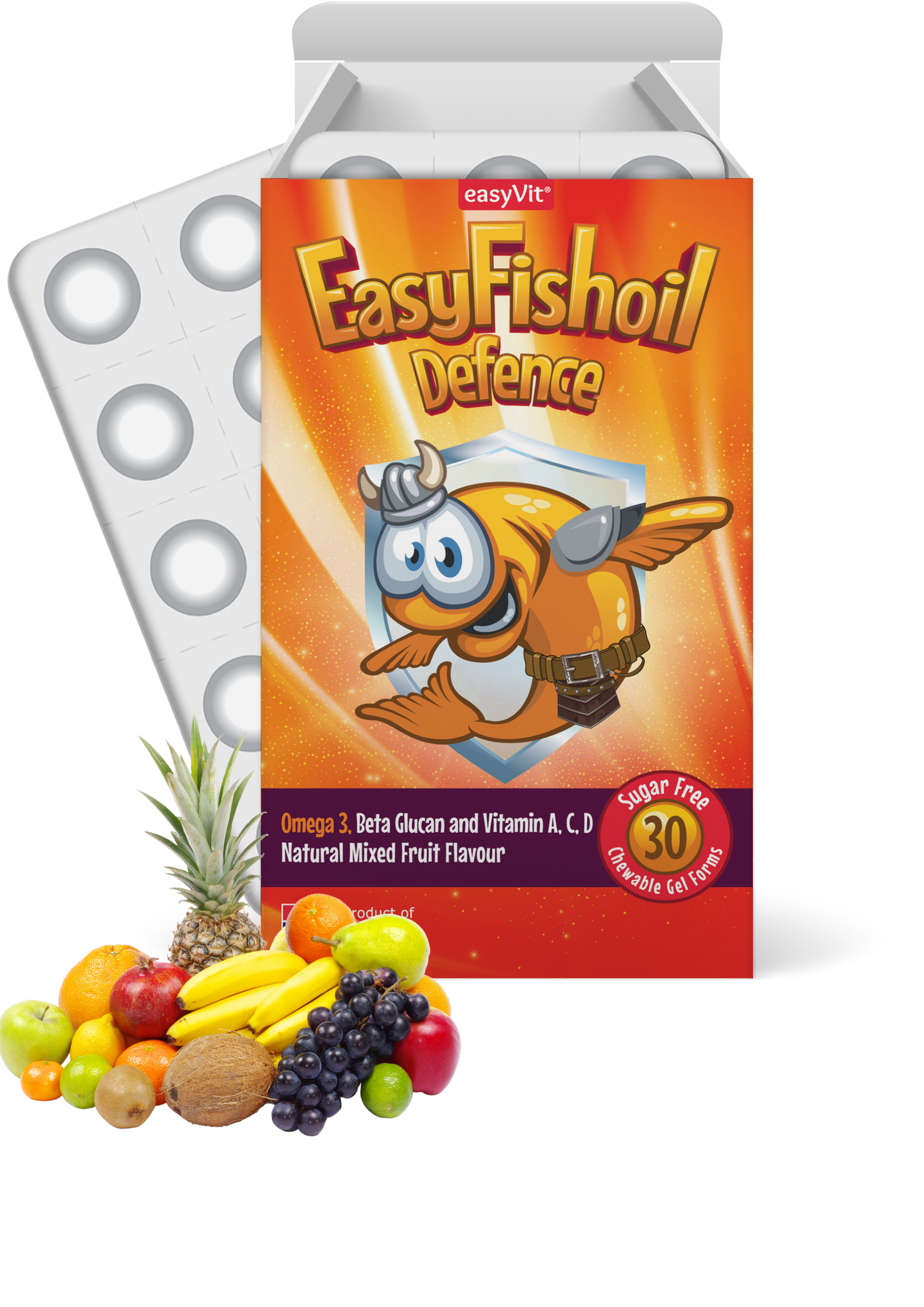 EasyFishoil Defence Omega-3 + Beta Glucan, Vitamins A, C, D For Children