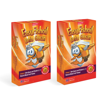 Omega 3 + Beta Glucan, Vitamins A, C, D For Children EasyFishoil Beta 2 Pieces