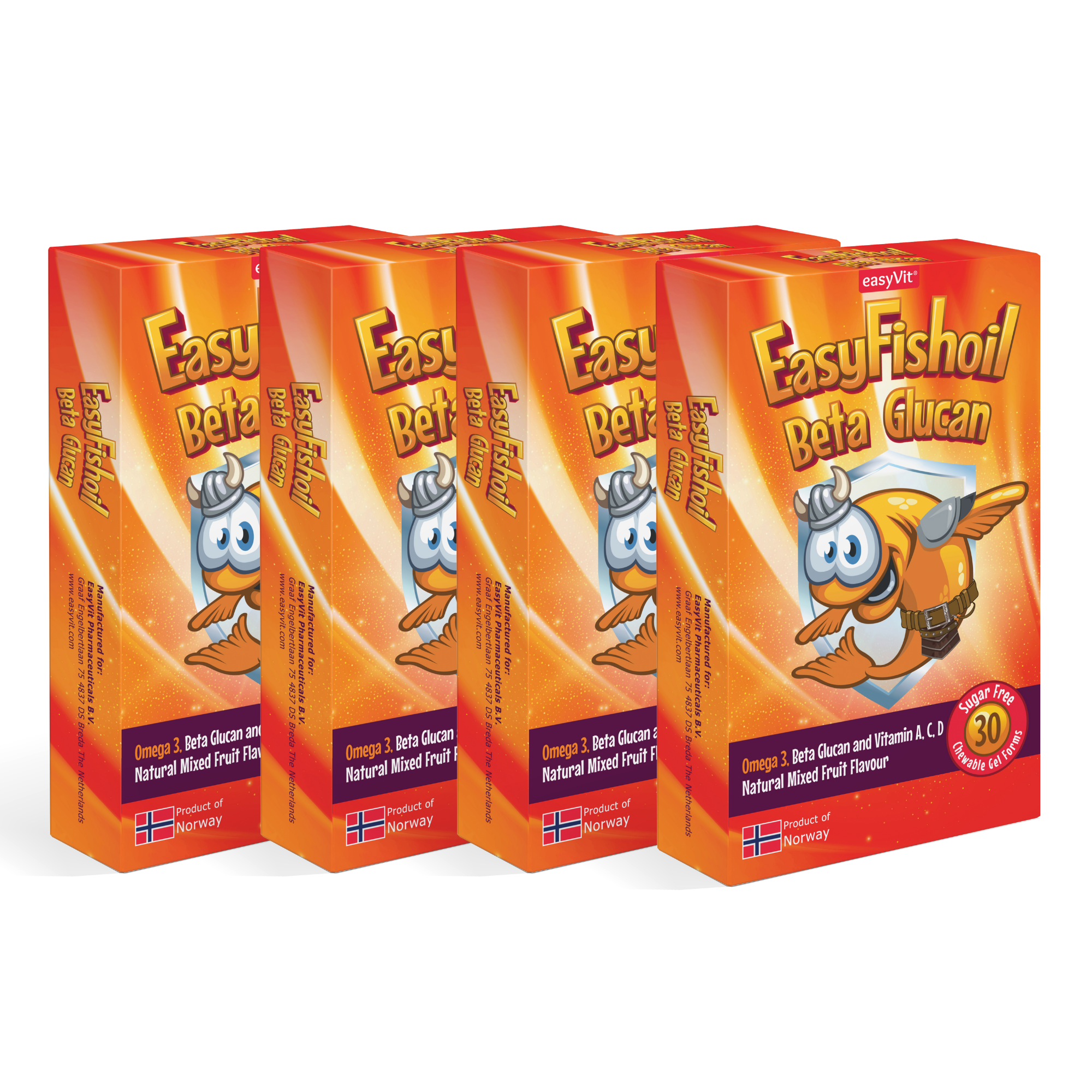 Omega 3 + Beta Glucan, Vitamins A, C, D For Children EasyFishoil Beta 4 Pieces