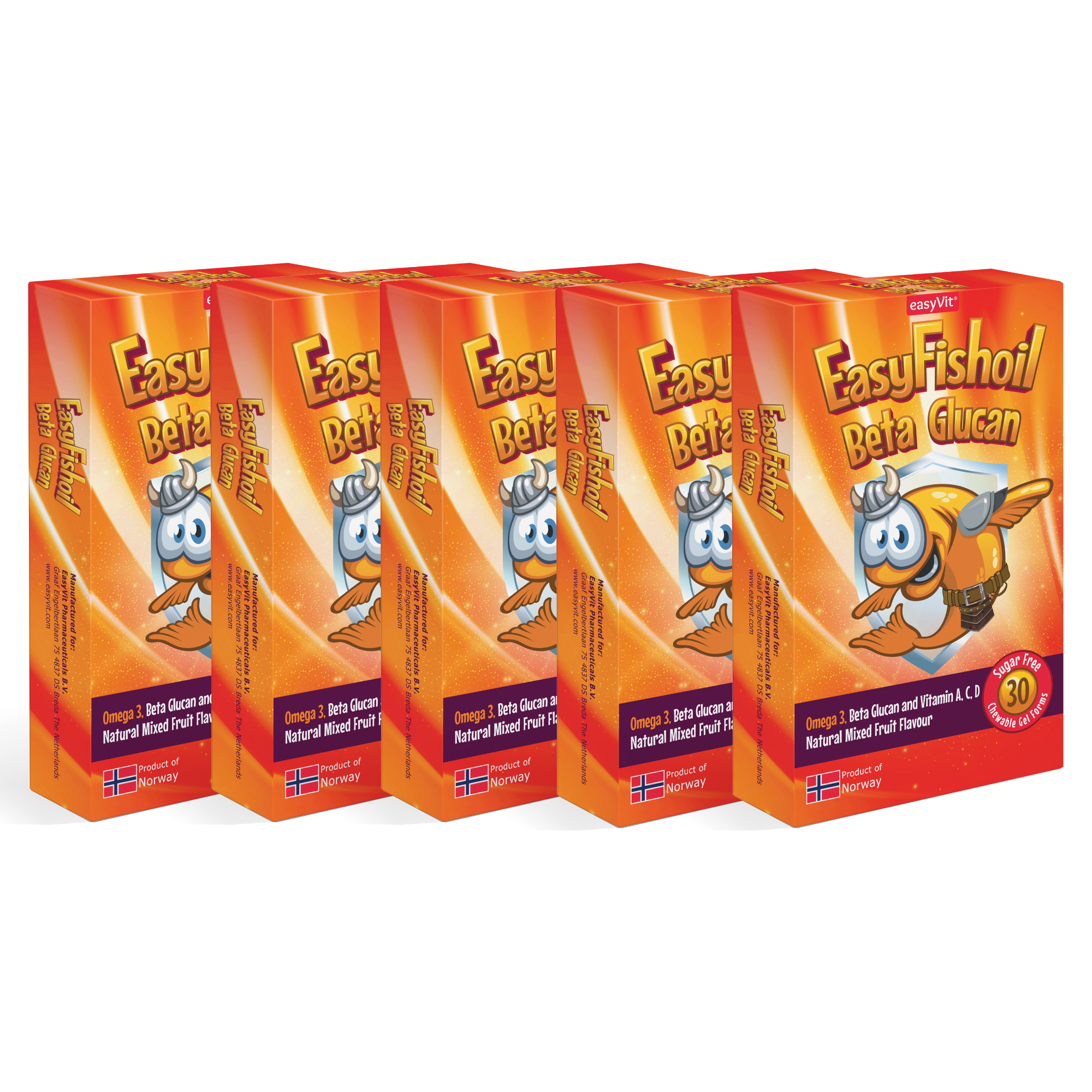 Omega 3 + Beta Glucan, Vitamins A, C, D For Children EasyFishoil Beta 5 Pieces