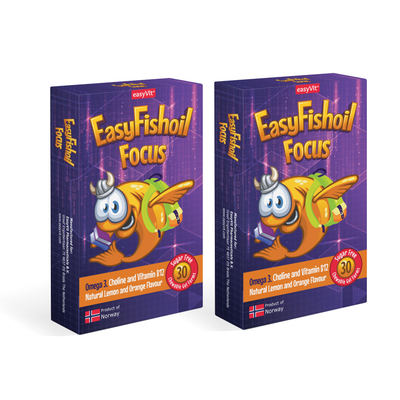 Omega 3 + Choline Vitamins B6 and B12, Folic Acid For Children EasyFishoil Focus 2 Pieces