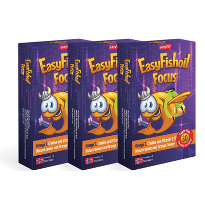 Omega 3 + Choline Vitamins B6 and B12, Folic Acid For Children EasyFishoil Focus 3 Pieces