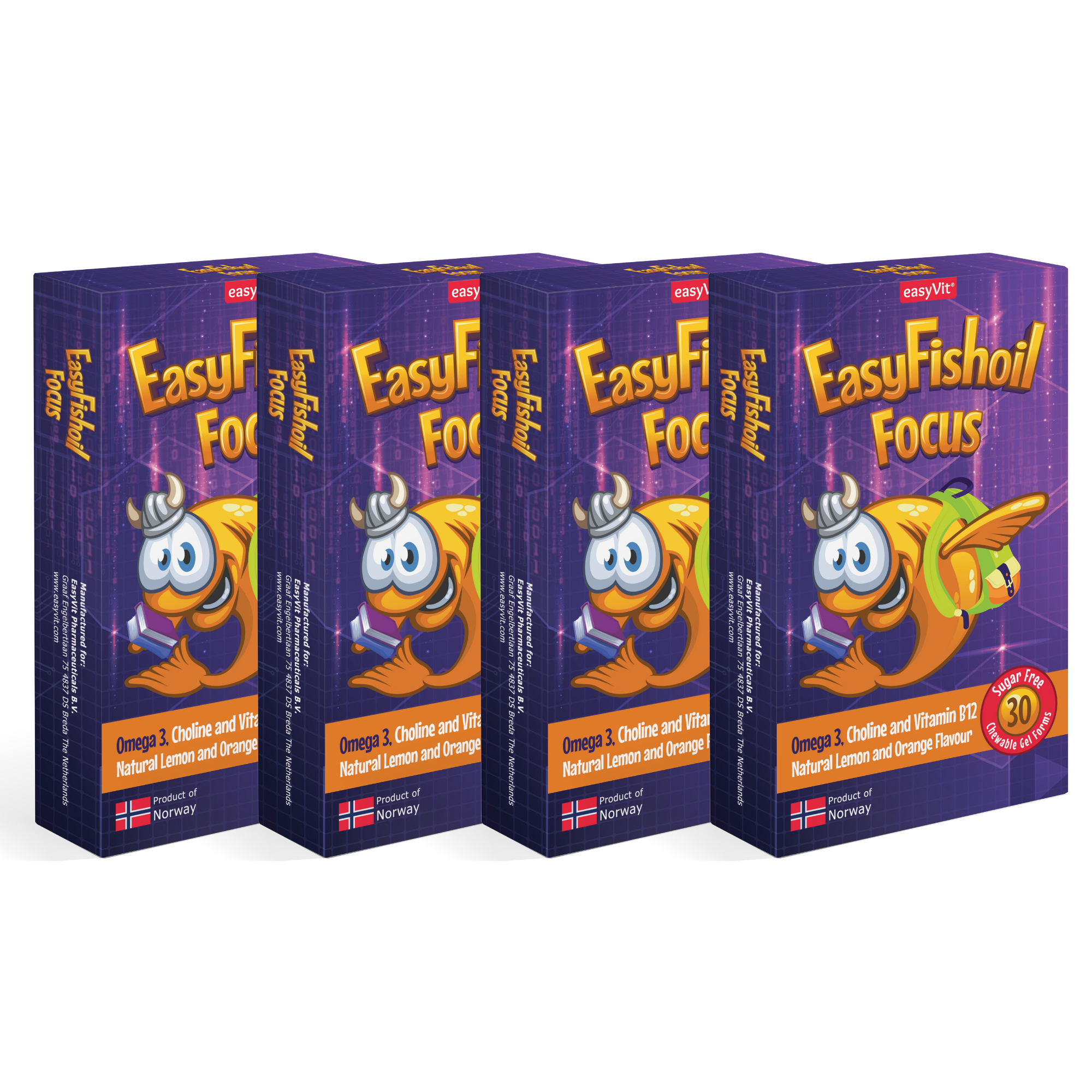 Omega 3 + Choline Vitamins B6 and B12, Folic Acid For Children EasyFishoil Focus 5 Pieces