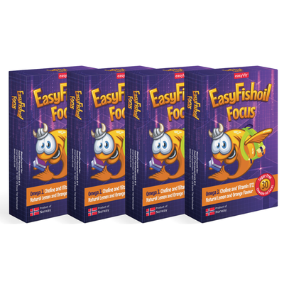 Omega 3 + Choline Vitamins B6 and B12, Folic Acid For Children EasyFishoil Focus 4 Pieces