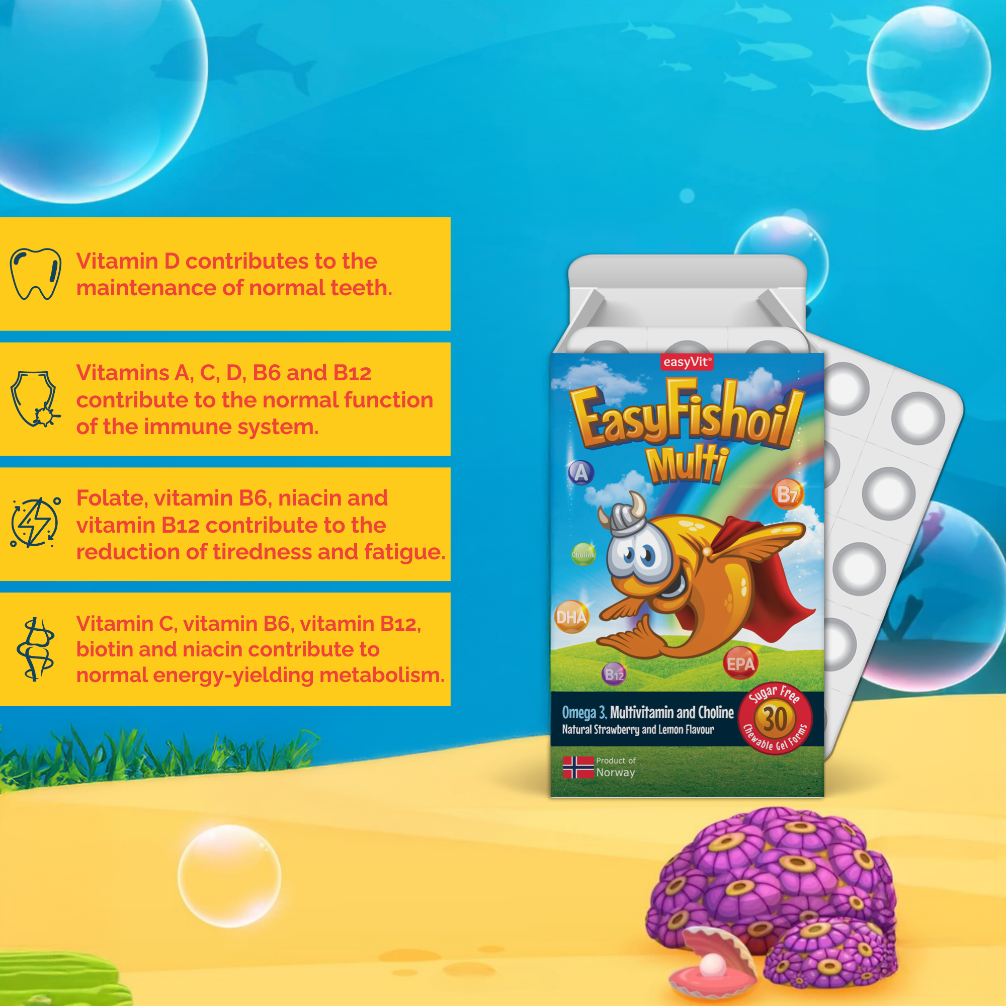 Fish Oil Omega 3 Dietary Supplement for Children - EasyFishoil Multi