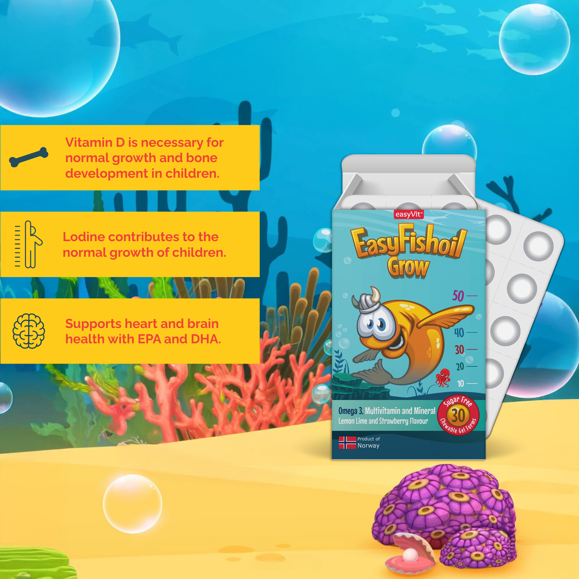 Fish Oil Dietary Supplement for Children EasyFishOil Grow and Focus