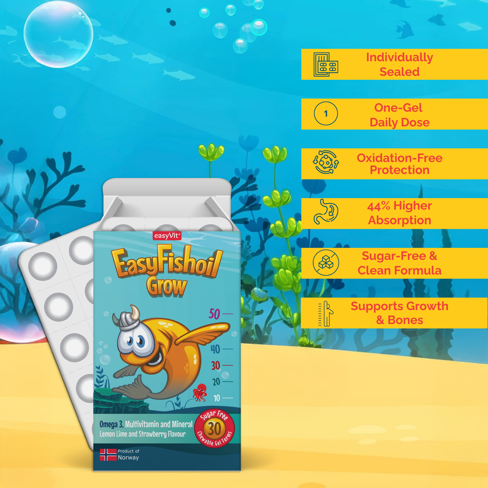 Fish Oil Dietary Supplement for Children EasyFishOil Grow and Focus