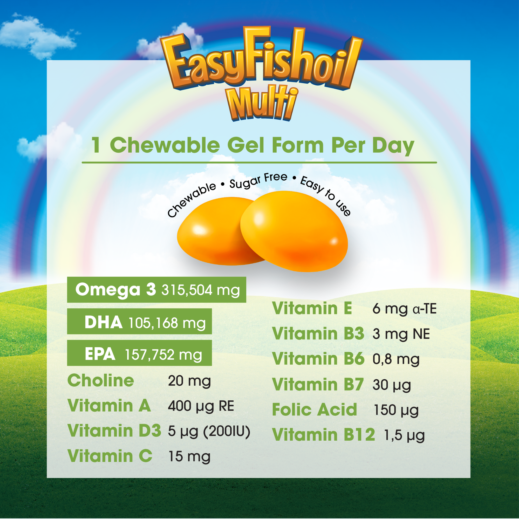 Fish Oil Omega 3 Dietary Supplement for Children - EasyFishoil Multi